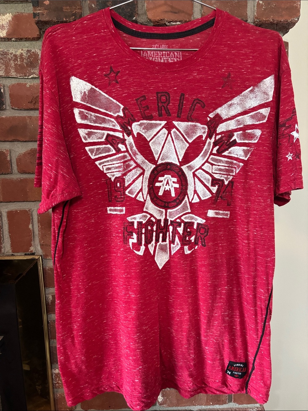 American Fighter Red Short-Sleeve Graphic Tee with White Print Men’s XXL 2XL